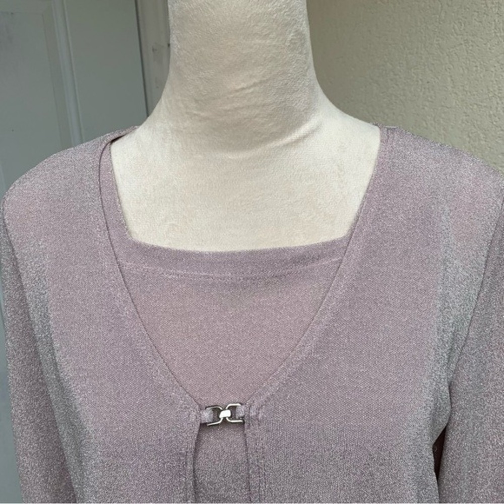 AGB-BYER.Pale Lilac/Silver Sparkling‎ Top.Long sleeves.Silver buckle..Sz L.